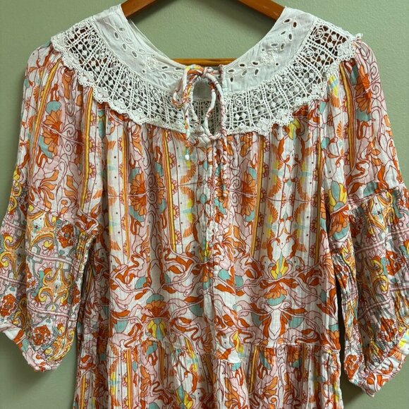 Anthropologie Women Midi Dress Size Sml Oversized Lace Floral Granny Cottagecore - Picture 6 of 14